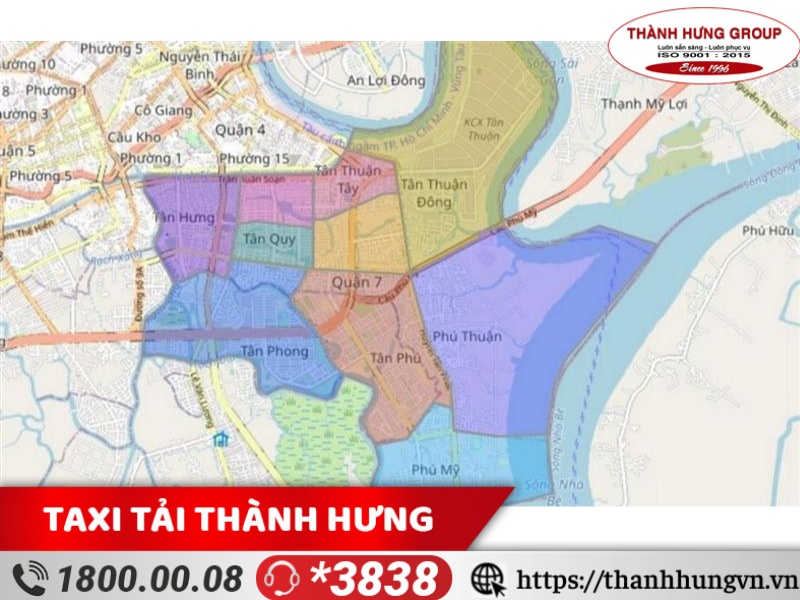 Bản đồ vị trí địa lý khu vực Quận 7