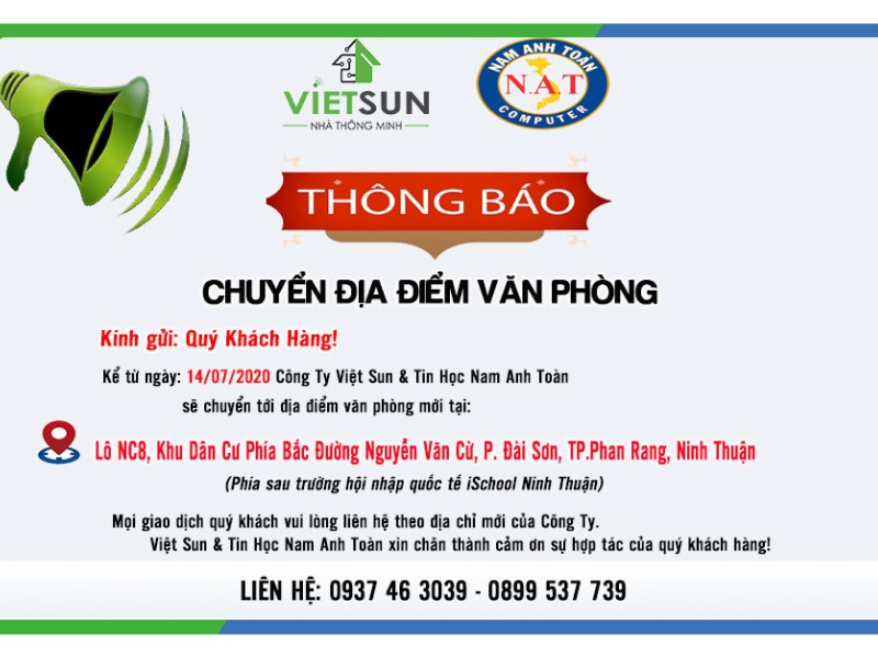 Mẫu thông báo chuyển địa điểm văn phòng số 1